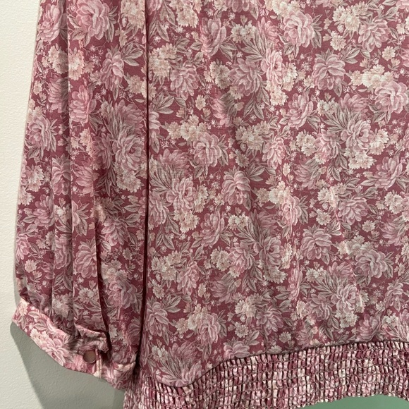 Vintage Frejani Floral Pink Blouse with Lace Embroidered Collar Size 18 - Picture 4 of 12